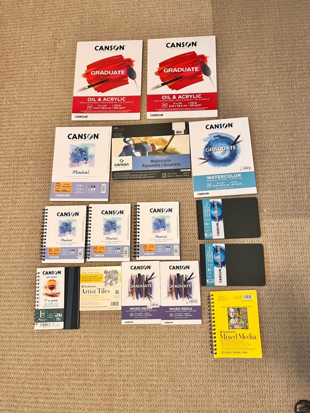 NEW Canson Paper Bundle – Watercolor, Mixed Media, Oil/Acrylic Pads + Strathmore